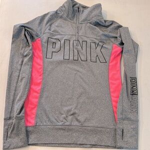 Pink Grey 1/4 Zip, with thumb holes, excellent shape XS